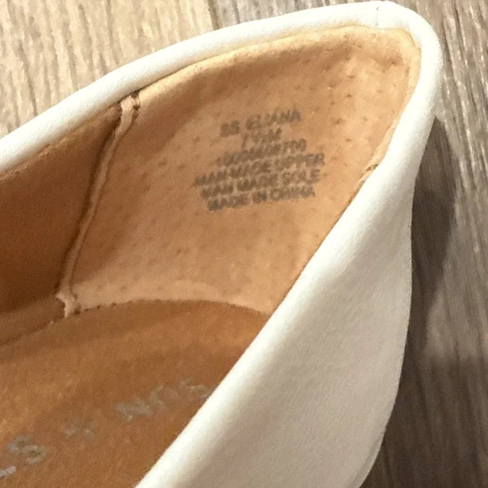 Sun + Stone Women's Ivory Eliana Faux Leather Slip on Ballet Flats Cute
